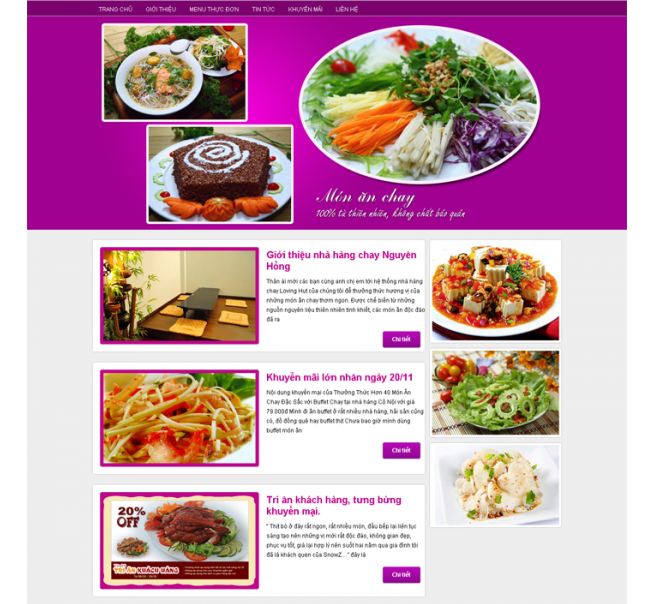 Mẫu website bán hàng trực tuyến về ẩm thực