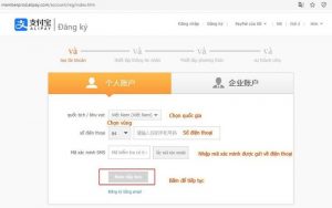 đăng ký tài khoản alipay